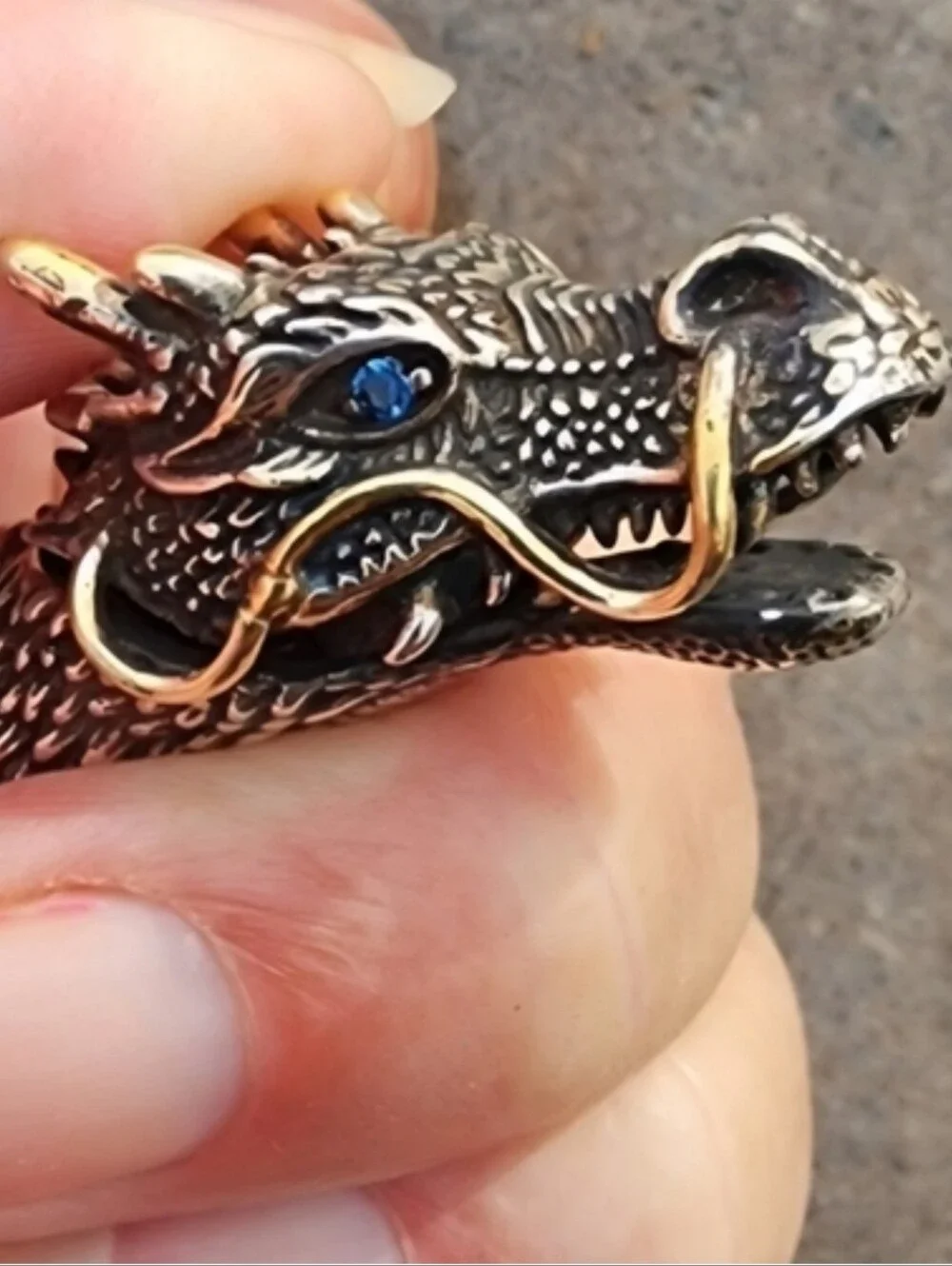 Men's Silver Dragon Head Chain Bracelet - Fashion Accessory Articulated Serpent - Picture 8 of 12